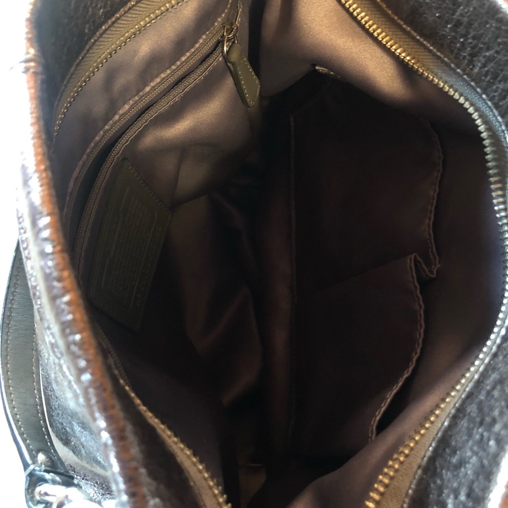 Coach Brooke Metallic Pewter Slouch Hobo Bag barely used - Picture 7 of 10